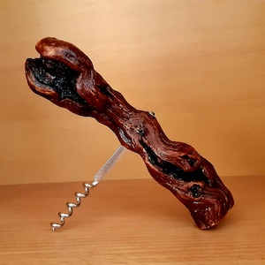80s-Vintage Grape Root Wine Corkscrew Bottle Opener-Collectible Handmade Wine bottle opener-Vintage Bar Decor-7 Inch