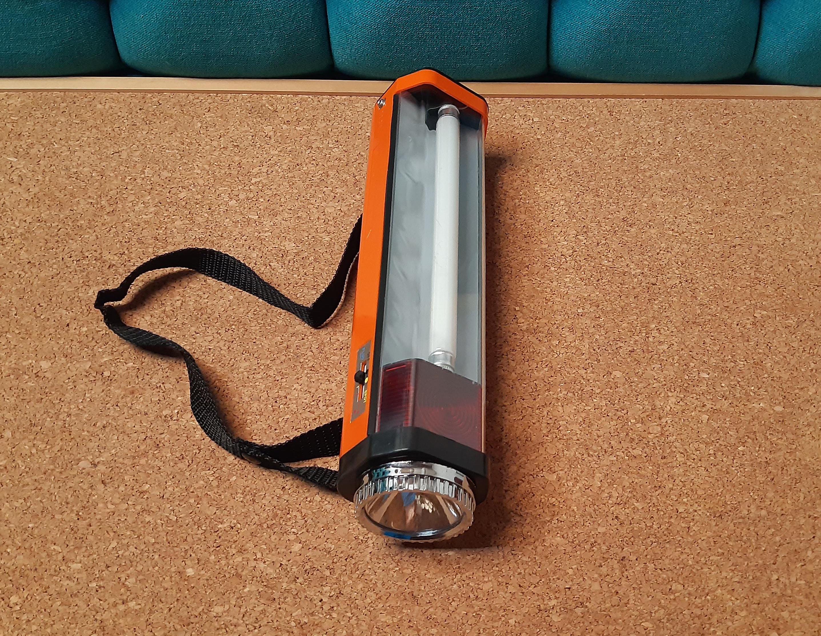 Vintage Battery Lamp-emergency Flashlight Orange Color-fluorescent