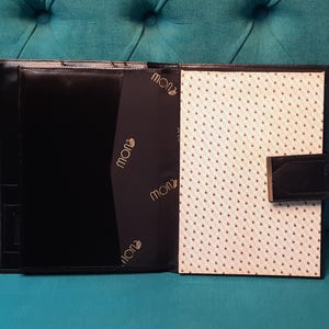Vintage Leder Organisatoren-Eleganter Schwarzer Notebook Ordner-Mona Leder Portfolio Binder-Vintage Jugoslawien Business Ordner