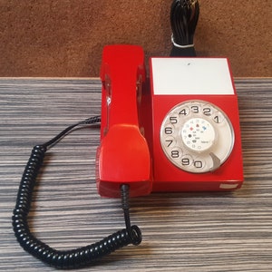 Vintage Telephone ISKRA-ETA 31-Desk phone-Retro home office desk decor-1970s-Antique Red rotary dial telephone-Like New-Made in Yugoslavia