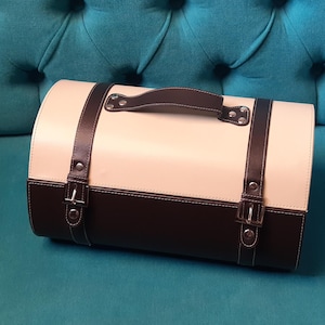 Borsa da viaggio vintage - Borsa regalo per due bottiglie di vino - Borsa a mano rigida retrò in ecopelle - Confezione regalo vintage premium