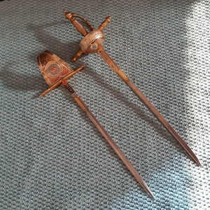 Abrecartas de espada grande de Toledo - Lote de 2 piezas (8,5 pulgadas + 7,5 pulgadas) - Abrecartas de espada grande vintage de los años 60 - Lote de 2 piezas (22 cm + 19 cm) - Abrecartas de espada elegantes