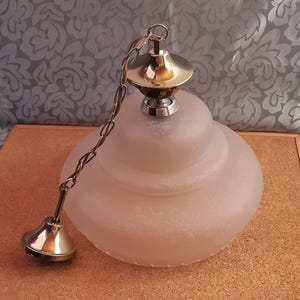 Vintage Pendant Lamp Opalline Glass Light-Mid Century Retro Lamp Opaline Glass with bearing chain and ceramic ball-Space Age Pendant Light