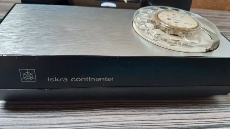 Vintage Telephone ISKRA-Continental-Desk phone-Retro home office desk decor-1970s-Antique Red rotary dial telephone image 4