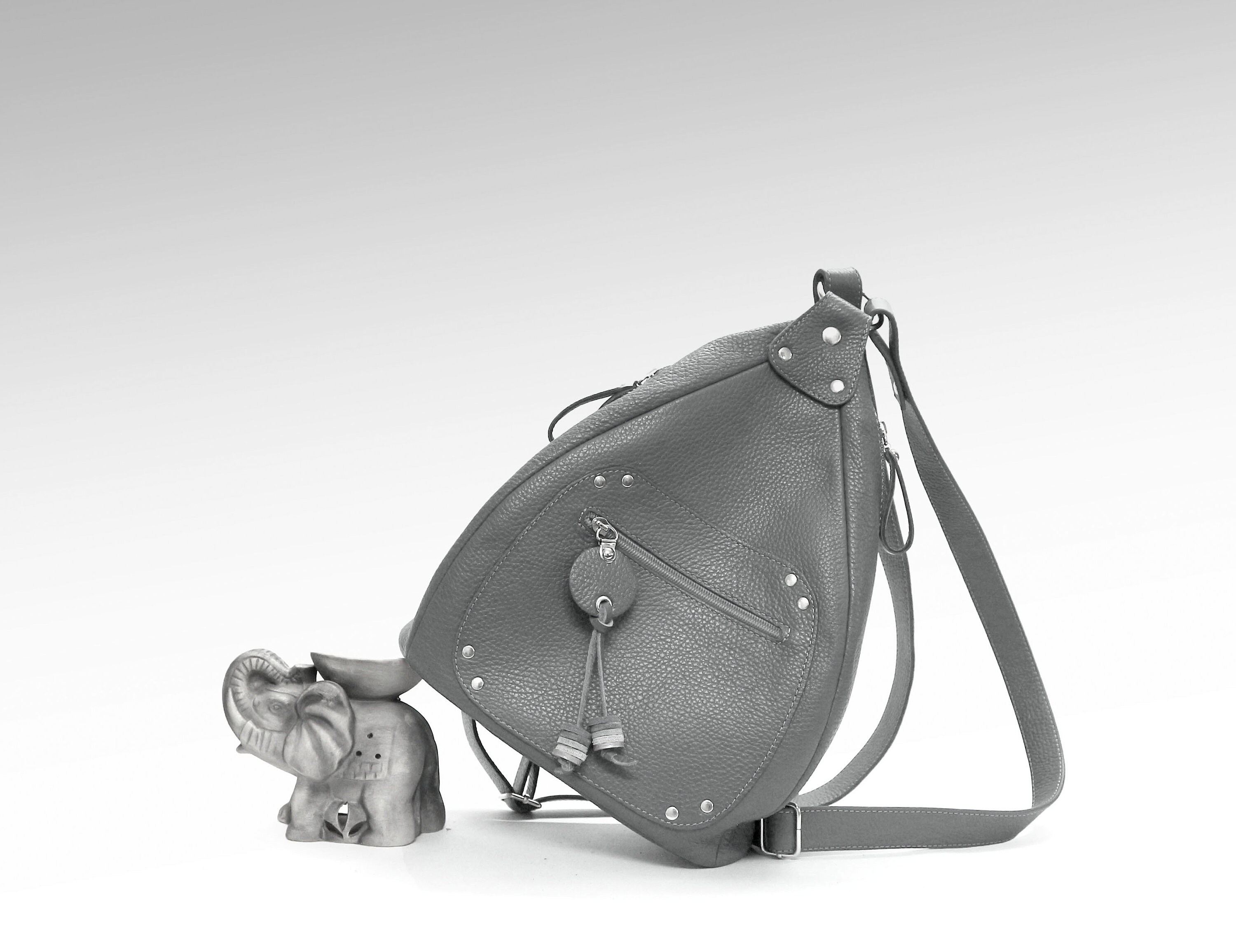 Rebecca Minkoff Gray Leather Backpack This Rebecca Minkoff Julian Backpack in Light Gray... | Depop main image 2