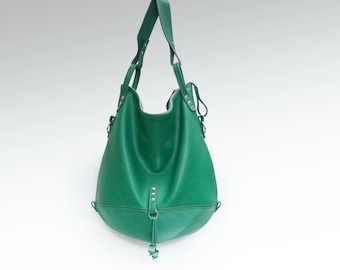 Oversized Leather Hobo Bag: Soft Green Slouchy Purse