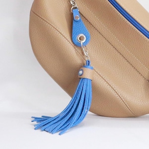 Leather tassel, leather bag charm