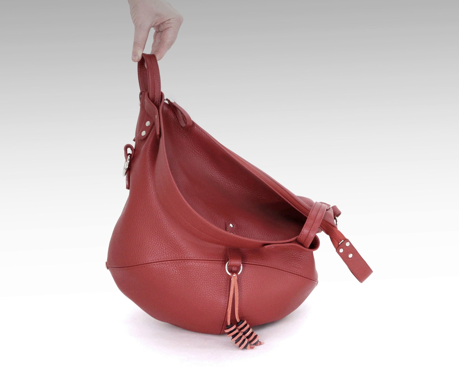 Red Leather Hobo Bag Soft Women Slouchy Purse Leather Etsy