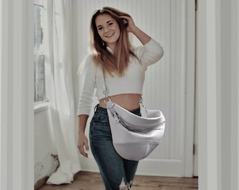 Large Leather Crossbody Bag: Oversized Sling Purse