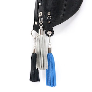 Leather tassel, leather bag charm