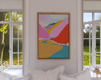 Colourful Fox Glacier Art Print – New Zealand Landscape Wall Art by West Moor Design