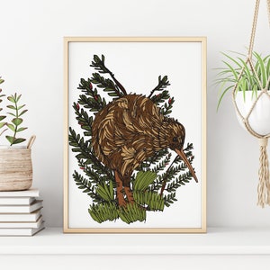 Kiwi / Kiwi Birds / New Zealand Art Print / Bird Illustration / A3 A4 / Wall Art / West Moor Design / House warming Gifts / Birthday GIft