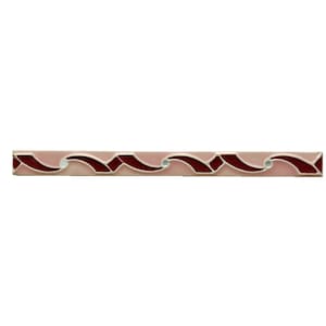May include: A pink and burgundy tile border with a wavy design. The tile is perfect for adding a decorative touch to any room.
