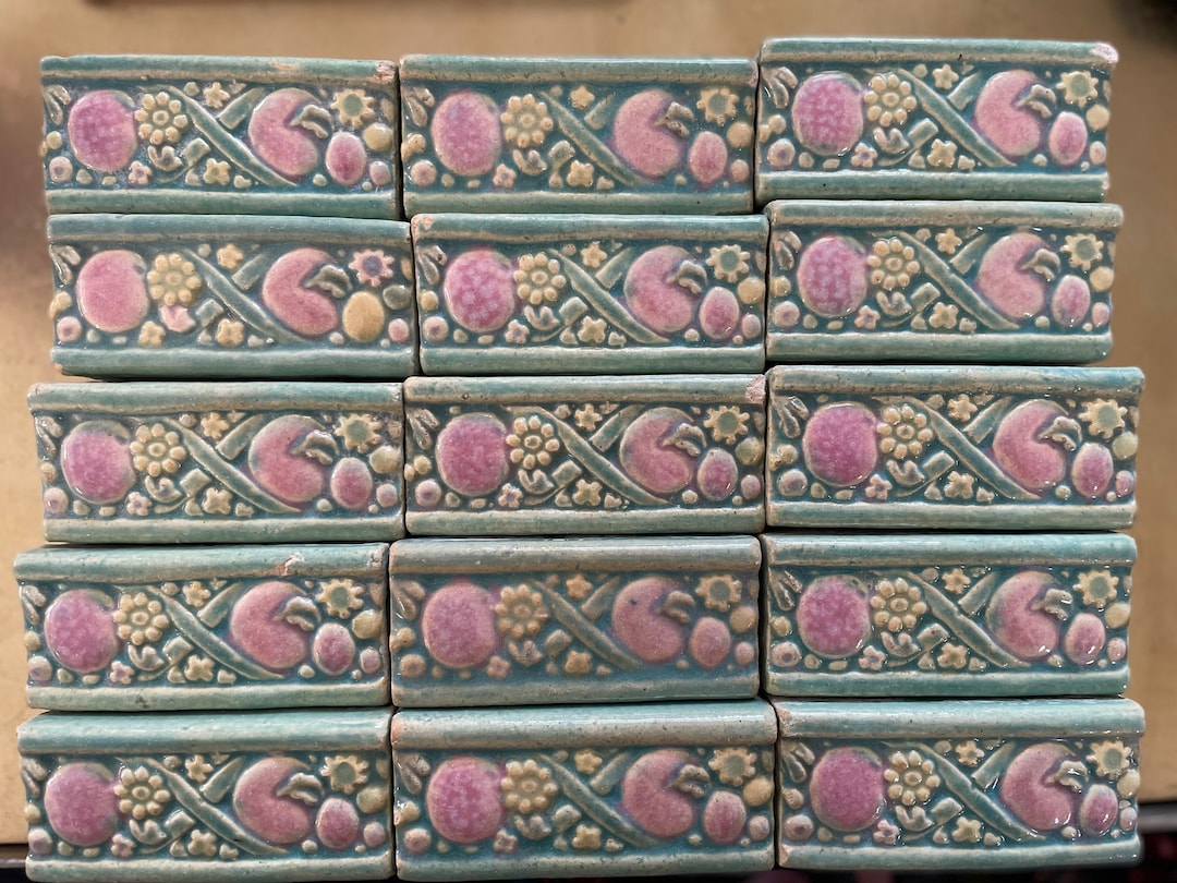 Claycraft Liner Tiles, Antique Bathroom Cap Tiles, Arts and Crafts