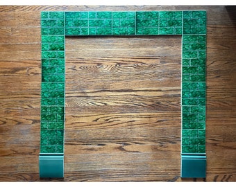 Gorgeous English Fireplace Surround, Art Nouveau tiles, figural tiles, stylized tiles, fireplace hearth, Made in England, Victorian tile