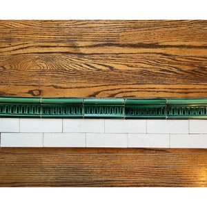 Stunning green cap tiles, bull nose tiles, antique bathroom tiles, antique kitchen tiles, vintage kitchen, liner tiles, sizzle strips