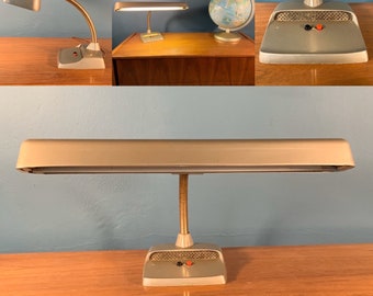 Vintage Industrial Mid Century Marks Deluxe Metal Gooseneck Desk Lamp