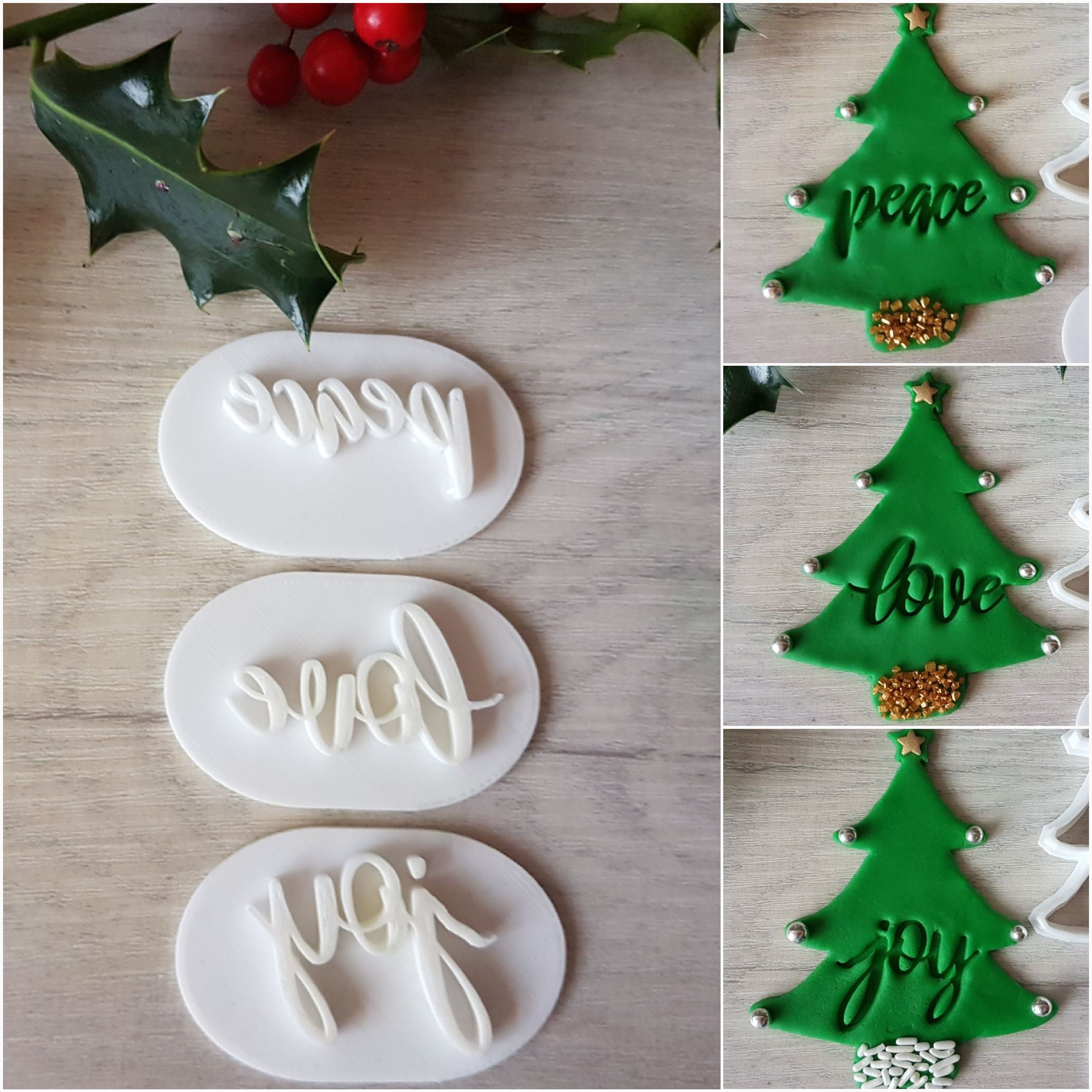 Peace Love Joy Christmas Embosser Stamp  Cupcake Embosser Cookie Embosser Holiday embosser