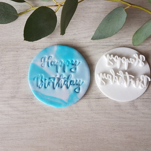 Happy Birthday Embosser Stamp Cake Cookie Stamp Etsy
