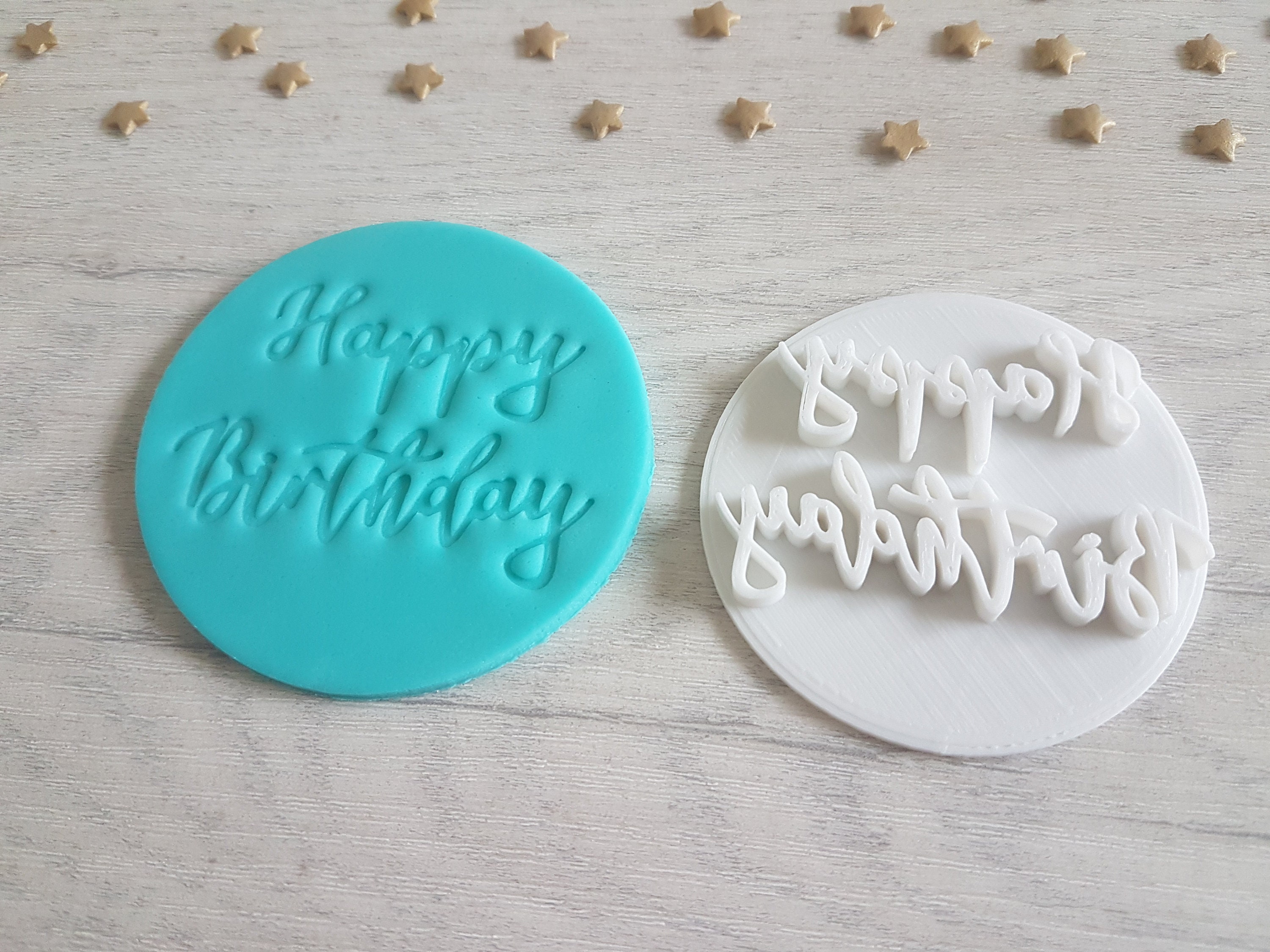 Happy Birthday Embosser Stamp Cake Cookie Stamp Etsy