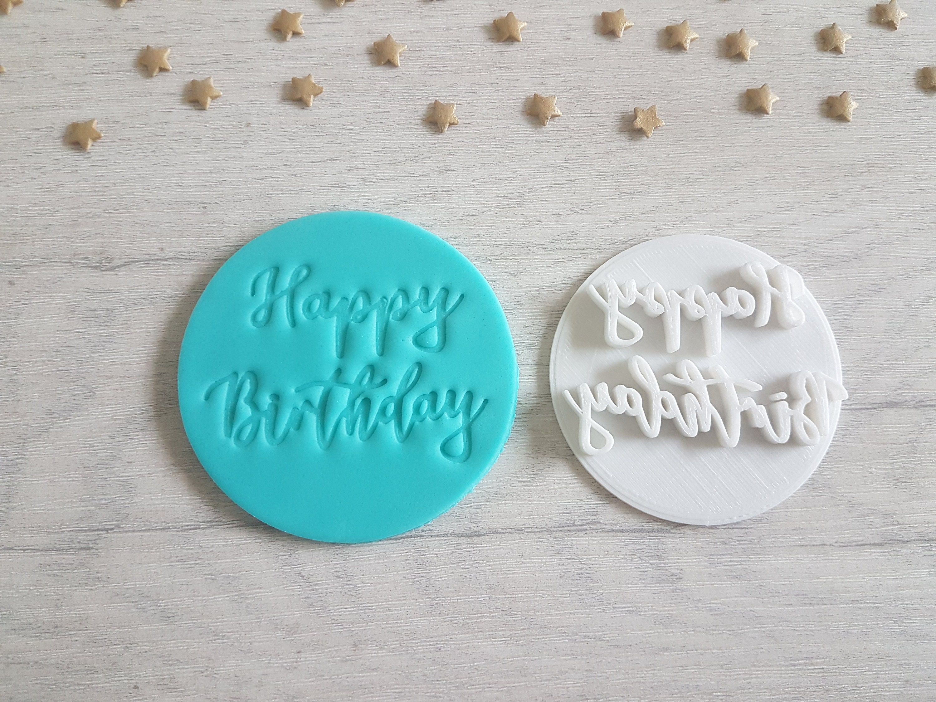 Happy Birthday Embosser Stamp Cake Cookie Stamp Etsy