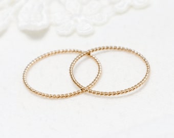 Dainty Thin Gold Twist Ring, Set Of 2, Thumb Gold Rings For Women, Rope Ring, Simple Minimalist Delicate Stacking Ring | Peace Rings