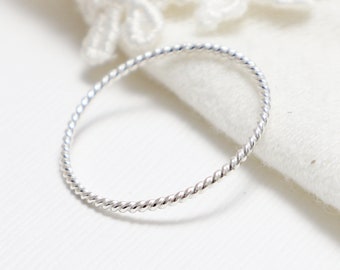 Super Thin Silver Ring, Twist Ring, Rope Ring, Simple Rings For Women, Stacking Ring, Dainty Delicate Midi Ring, Thumb Ring | Optimism Ring