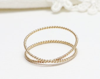 Super Thin Gold Twist X Ring, Criss Cross Ring, Promise Rings For Women, Thumb Ring, Dainty Infinity Ring, 14K Minimalist Ring | LOVEx Ring