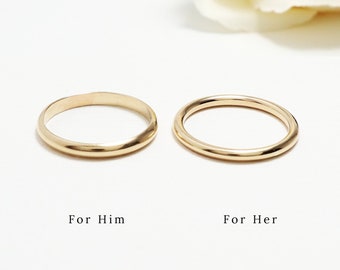Gold Ring Set For Couple, 2mm, 2.5mm, Promise Rings For Couple, Engagement Rings, Dainty Wedding Band Ring, His & Her Rings | Eternal Rings