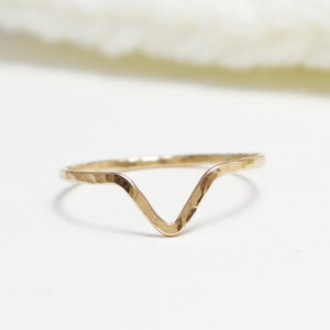Super Thin Gold Chevron Ring, Hammered V Ring, Gold Rings For Women, Thumb Ring, Curved Ring, Minimalist Ring, 14K Gold Filled | Moxie Ring