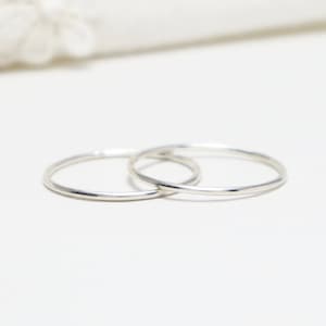 Thin Silver Ring Set Of 2, Smooth Rings For Women, Delicate Dainty Ring, Simple Stacking Ring, Minimalist Knuckle Ring | Quietude Rings