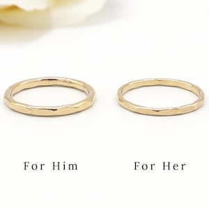 Matching Gold Ring Set For Couple, Faceted, 1.6mm, 2mm, Promise Ring, Silver Couple Ring, Wedding Band Set, Engagement Ring | Eternal Rings