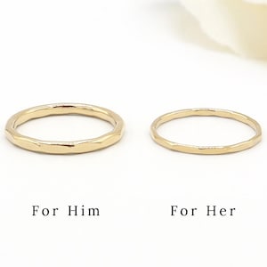 Matching Gold Ring Set For Couple, Faceted, 1.3mm, 2mm, Promise Ring, Silver Couple Ring, Wedding Band Set, Engagement Ring | Eternal Rings