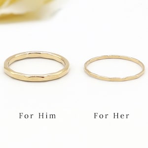 Matching Gold Ring Set For Couple, Faceted, 1mm, 2mm, Promise Ring, Silver Couple Ring, Wedding Band Set, Engagement Ring | Eternal Rings