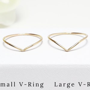 14K Solid Super Thin Gold Chevron Ring, V Gold Rings For Women, Curved Ring, Dainty Wedding Band, Promise Engagement Ring | Esprit Rings