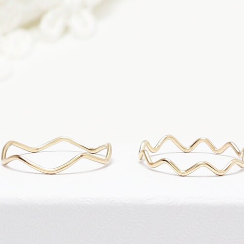 Thin Gold Wavy Wave Ring Zig Zag Dainty Gold Rings for Women - Etsy