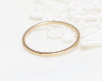 Brass Single Stacking Ring Flat Facet Hammered