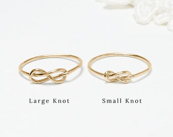 Tiny Thin Gold Infinity Knot Ring, Dainty Promise Love Ring, Sister Mother Daughter Rings, Delicate Minimalist 14K Gold Gift | Unity Rings