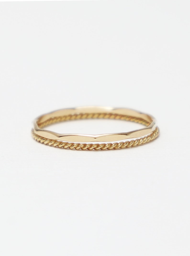 Thin Gold Ring Set Of 2 Gold Rings For Women Gold Twist Etsy