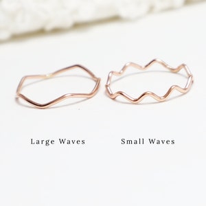 Thin Rose Gold Wavy Wave Ring, Dainty Stacking Gold Rings For Women, Zig Zag Band Ring, Cute Delicate Rose Gold Thumb Ring | Wave Rings