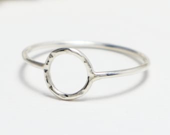 Thin Open Circle Ring, Silver Rings for Women, Dainty Cute Tiny Ring, Minimalist Ring, Karma Ring, Simple Casual Everyday Ring | Unity Ring