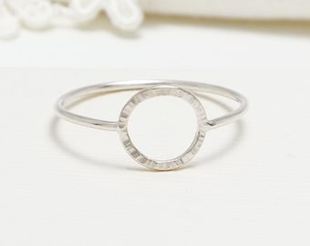 Open Circle Silver Ring, Dainty Rings for Women, Thin Silver Ring, Minimalist Ring, Tiny Simple Casual Karma Ring, Eternal Ring | Unity Ring