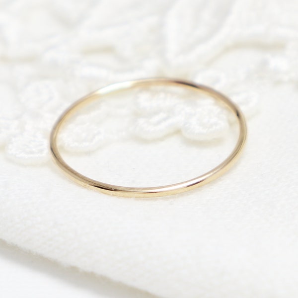 Super Thin Gold Ring, Gold Rings For Women, Thumb Ring, 14K Gold Filled, Simple Delicate Skinny Midi Knuckle Stacking Ring | Bliss Ring