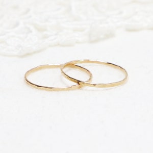 Thin Gold Hammered Ring Set Of 2, Simple Gold Rings For Women, Gold Filled Stacking Ring, Dainty Delicate Tiny Thumb Ring | Fortitude Rings