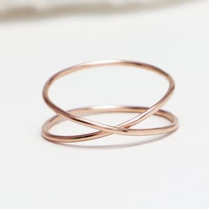 Super Thin 14K Rose Gold X Ring, Criss Cross Rings For Women, Thumb Ring, Dainty Promise Ring, Delicate Minimalist Ring | LOVEx Ring