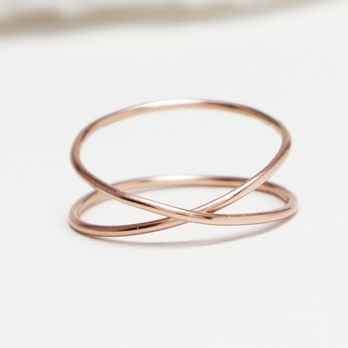 Super Thin Rose Gold Ring Set of 2 Gold Rings for Women Etsy
