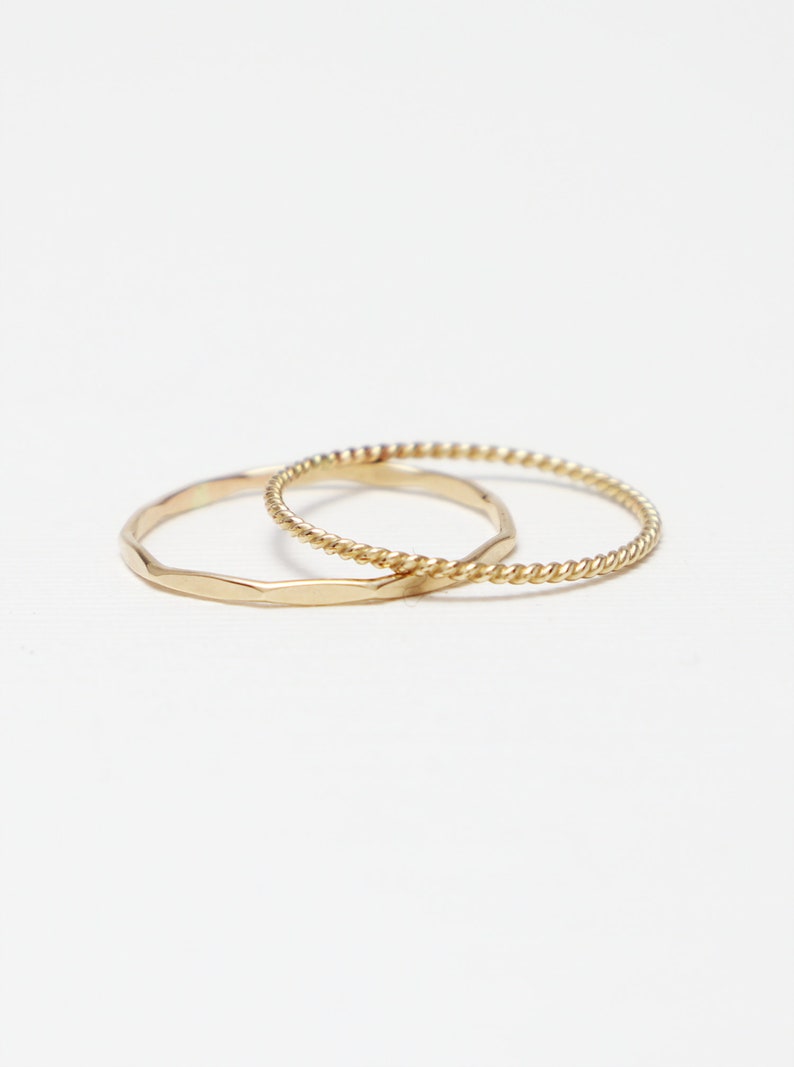 14K Solid Gold Rings for Women Thin Gold Twist Ring Gold Etsy UK