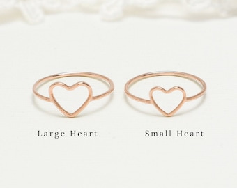 Rose Gold Open Heart Ring, Promise Rings For Women, Sister Mother Daughter Rings, 14K Rose Gold Filled, Gift Bridesmaids, Mom | Unity Rings