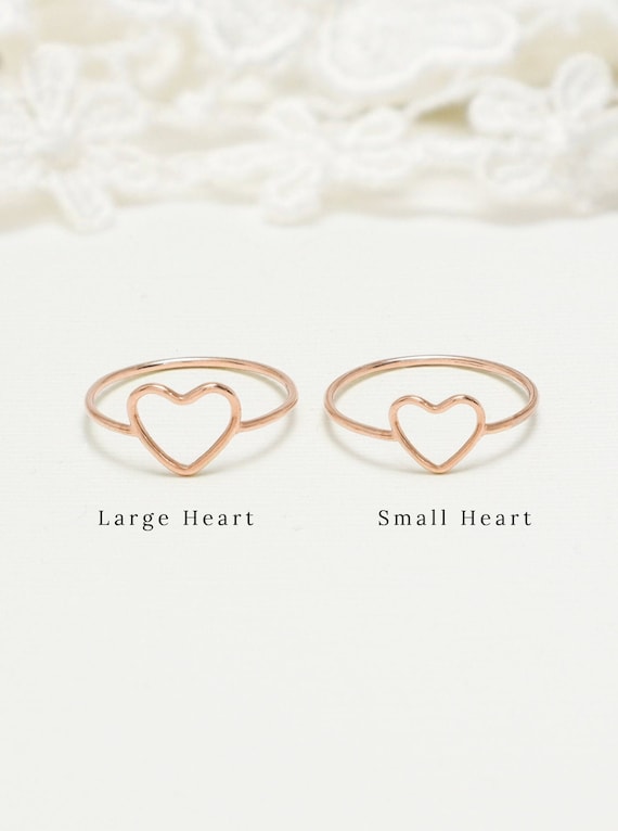 Rose Gold Open Heart Ring Promise Rings for Women Sister Mother