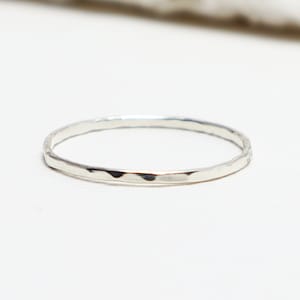 Super Thin Silver Hammered Ring, Dainty Rings For Women, Thumb Ring, Simple Delicate Stacking Ring, Skinny Ring, Knuckle, Midi | Mirth Ring